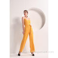Lace Romper Women Yellow Color Wide Leg Cami Jumpsuit Manufactory